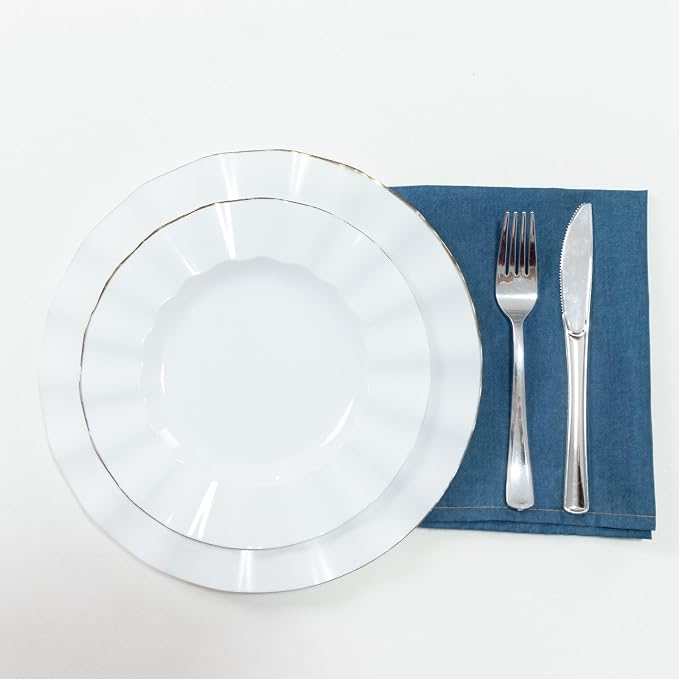 Efavormart 5-Pack Denim Blue Polyester Cloth Napkins 17”x17” with Faux Denim Design, Wrinkle & Stain Resistant for Events - Image 5