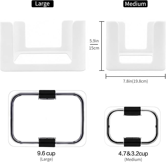 Food Storage Container Lids Organizer for Rubbermaid Brilliance Nap-On Lids | Lid Organizer for Kitchen Cabinet Storage -- Fits 3.2, 4.7 & 9.6 Cups -- Holds 16 Lids (White,2-Piece Bundle) - Image 5