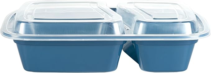 Restaurantware-Asporto 26 Ounce Compartment Take Out Boxes, 100 Microwavable Meal Prep Containers - 2 Compartments, With Clear Plastic Lids, Midnight Blue Plastic Food Containers, Do Not Contain BPA - Image 15
