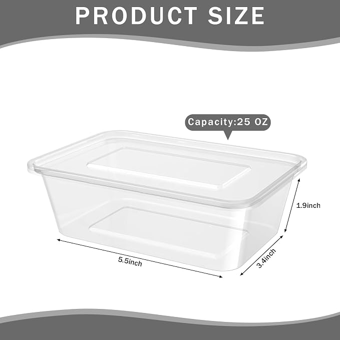120 Pcs Plastic Meal Prep Containers with Lids 25 oz Clear Disposable Food Storage Containers Stackable Spill proof Box for Salad Snack Lunch Microwave Dishwasher and Freezer - Image 2