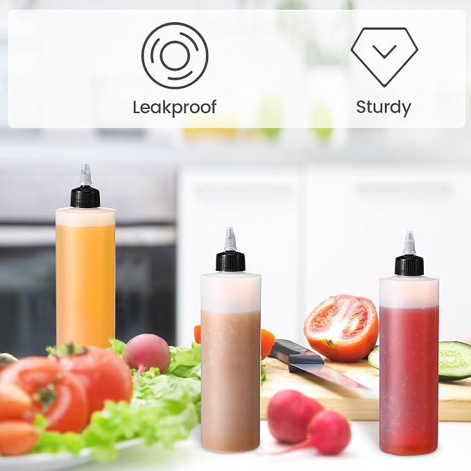 Irenare 16 oz 30 Pack Plastic Condiment Squeeze Bottles for Sauces Empty Squirt Bottle with Top Cap for Condiment BBQ, Dressing, Paint, Workshop, Crafts (Black) - Image 5