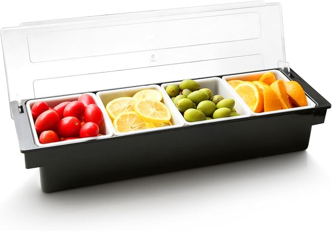 WICHEMI Ice Chilled Condiment Caddy with 4 Removable Trays and Lids | Condiment Container, Taco Bar Serving Tray, Fruit & Garnish Trays Serving Platter for Salad, Party Supplies & Bar Accessories - Image 8