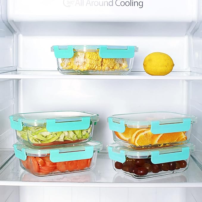 DAS TRUST 10 Pack Glass Meal Prep Containers Microwave Safe Meal Prep Bowls Food Storage Containers Glass Food Prep Containers with Lids Lunch Containers for Adults Meal Prep Lunch Box Bento Boxes - Image 4