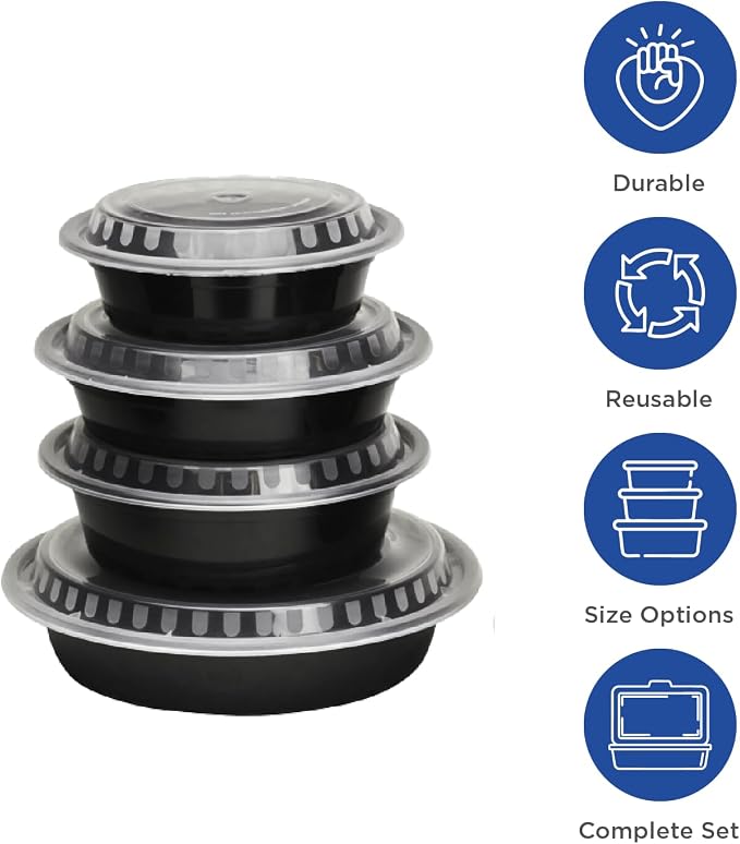 Karat Meal Prep Containers [16 oz - 150 ct] Reusable & Disposable Take Out Bowls with Lids - Microwave & Dishwasher Safe Bento Boxes - Image 3