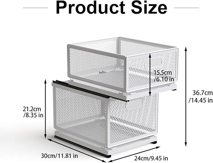 Pull Out Cabinet Organizer, Slide Out Drawers Fixed with Adhesive Nano Film, Pantry Shelves Sliding Drawer Storage Organization for Kitchen (Double Layer 11.8*9.4*14.45inch/30*24*36.7cm) - Image 3