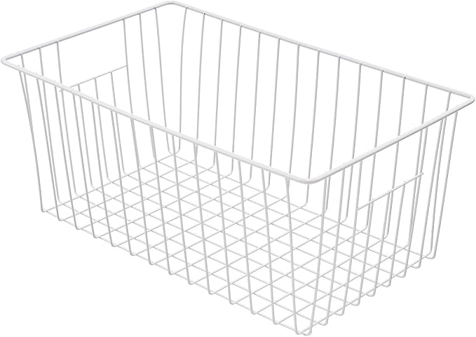 16" Upright Freezer Organizer Baskets, Wire Storage Bins Large Bakset for Freezer, Pantry, Kitchen, Bathroom Organizing, White, Set of 4 - Image 9