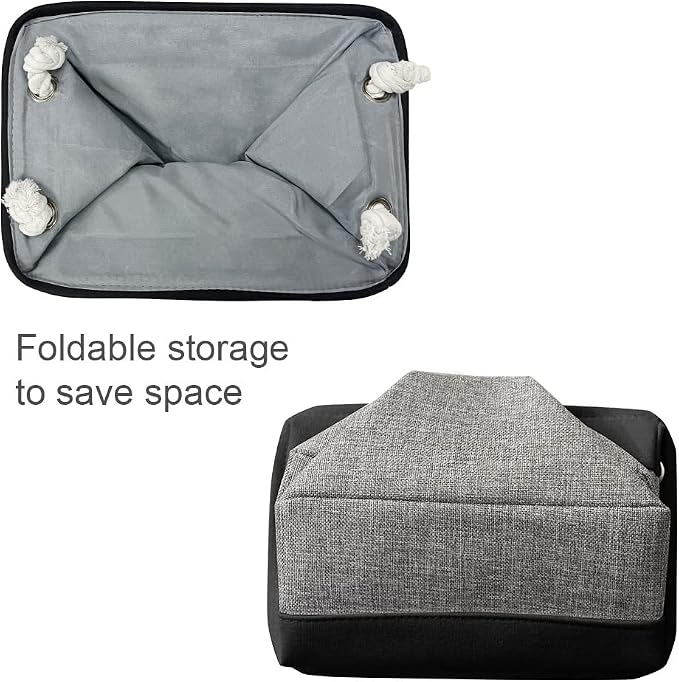 Storage Basket for Organizing - 1 Pack 14x10x6.7 inch Collapsible Storage Bins for Shelves, Dog Toy Bin for Closet Organizer laundry Gift Cloth Nursery (Grey & Black) - Image 7