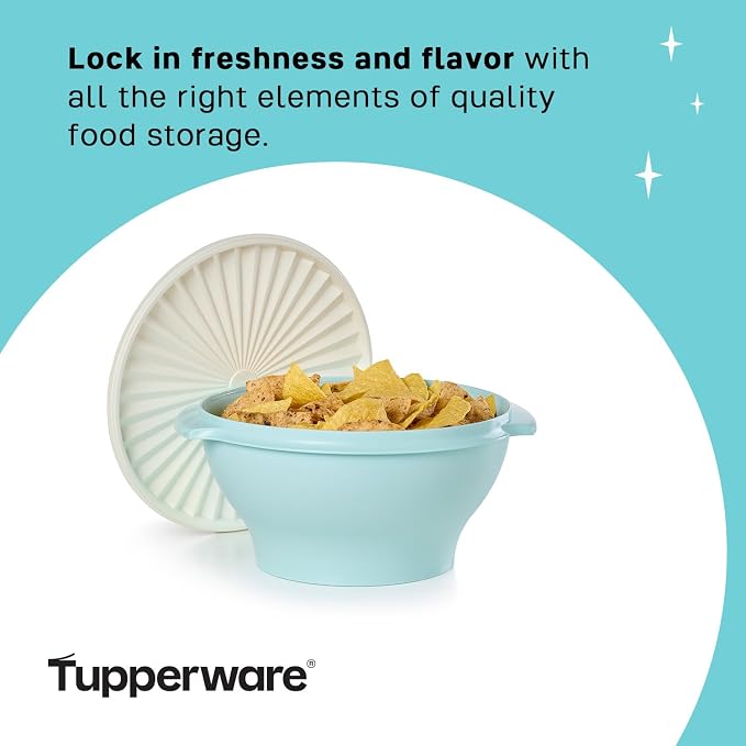Tupperware Heritage Collection 17.25 Cup Bowl with Starburst Lid, Light Blue Vintage Color, Dishwasher Safe and BPA Free (4.1 L) - Image 5