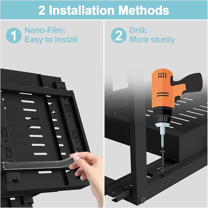 2-Tier Expandable Pull Out Cabinet Organizer, Cabinet Drawers, 16"D | Cabinet Pull Out shelves, Adjustable Pantry Drawers, Slide Out Drawers for Kitchen Cabinets, Under Sink Organizer, Black - Image 8