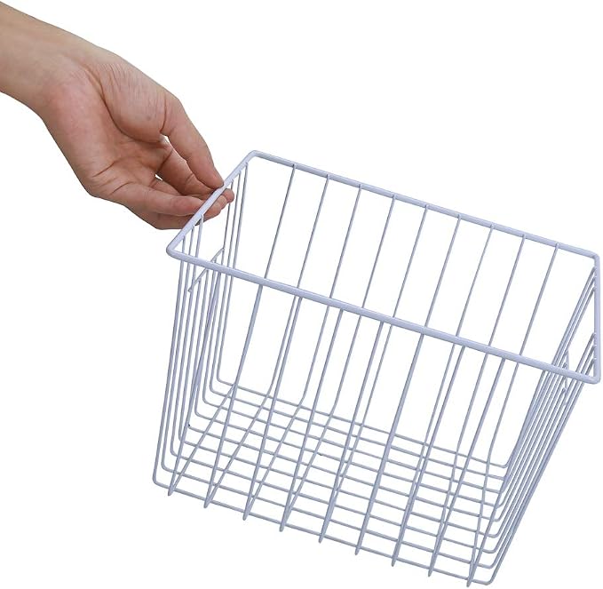 6 Pack Wire Storage Baskets for Organizing, Freezer Organizer Bins, Pantry Organization Bins Cabinets - Metal Basket Kitchen, Laundry, Fridge, Bathroom Countertop Organizer, Pearl White - Image 2