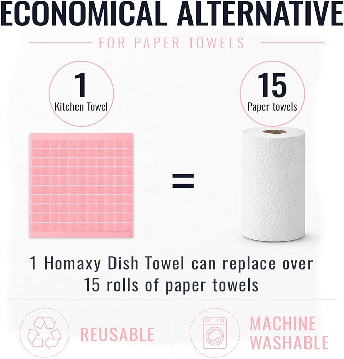Kitinjoy 100% Cotton Terry Kitchen Dish Cloths, 12”x 12”, 8-Pack, Pink | Ultra Soft and Absorbent Dish Towels for Kitchen, Suitable for Drying and Washing Dishes - Image 7