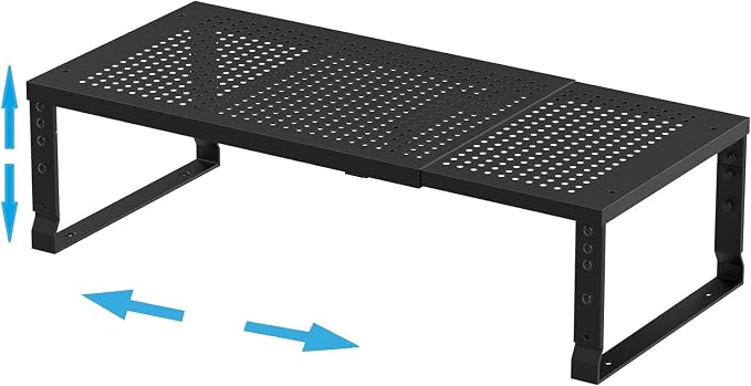 Expandable,Adjustable & Stackable Spice Rack, Cabinet Kitchen Countertop Shelf Organizer,Metal Pantry Storage Shelves - Space-Saving Storage Solution(1Pack/Black/Medium) by Goodqualityproducts
