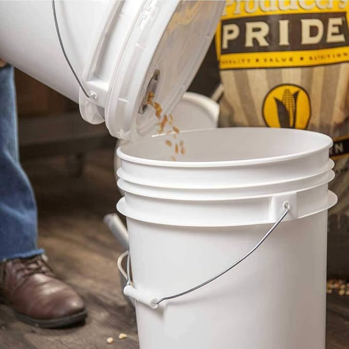 White 5-Gallon Bucket with Lid | Made in USA | Food Grade | Heavy-Duty Extra Durable Plastic Bucket | Multi-Use Food Grade Buckets with Lids | Easy Stack and Store | BPA Free | 45 Pack | Airtight Gasketed Tear Strip Lid, Heavy-Duty 90 Mil HDPE Plastic ... - Image 4