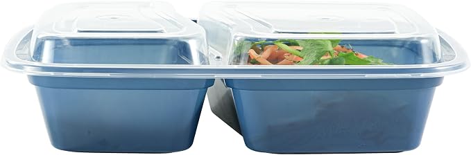 Restaurantware-Asporto 26 Ounce Compartment Take Out Boxes, 100 Microwavable Meal Prep Containers - 2 Compartments, With Clear Plastic Lids, Midnight Blue Plastic Food Containers, Do Not Contain BPA - Image 11