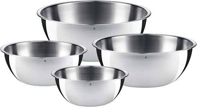 WMF 645709990 Gourmet Bowl Set for Kitchen 4-Piece, Cromargan Stainless Steel, Multifunctional, Mixing Bowl, Serving Bowl, Stackable by WMF