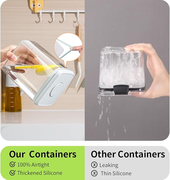 Pop Food Storage Containers Set, 6Pcs Airtight Containers with Lids for Kitchen Pantry Organizers and Storage,One Button Opening BPA-Free Food Containers for Cereal Flour Sugar(0.6, 1.3, 1.9Qt)*2 - Image 3
