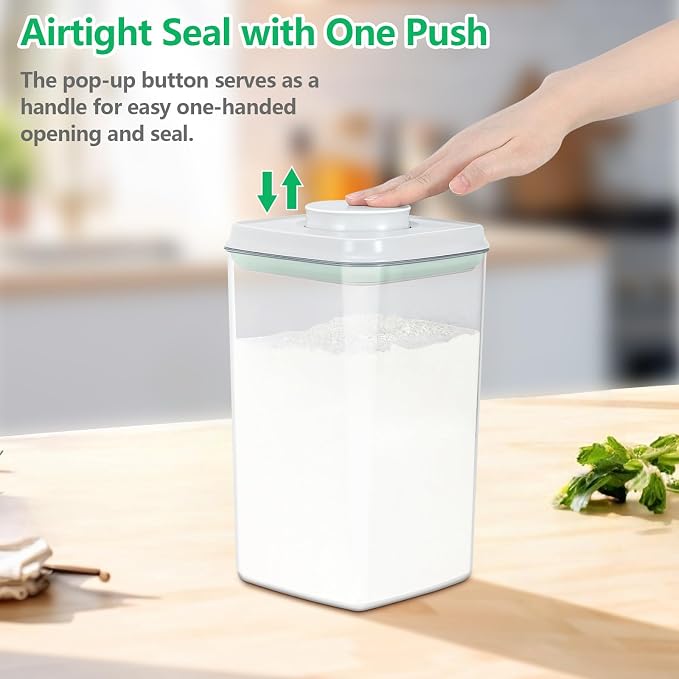 4.2 Qt Airtight Flour Rice Storage Container with Pop-up Lid Sugar Holder | Crystal-Clear BPA Free Plastic Spaghetti Containers, Tall and Slim Food Storage Bin for Kitchen Pantry Organization - Image 2