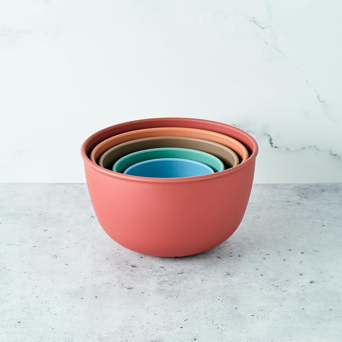 Bamboozle Astrik Mega Baking Bundle| 5 Piece Mixing Bowl Set | Measuring Cups and Spoons | Silicone Lid Set | Cooking and Meal Prep | Dishwasher Safe | Microwave Safe | Desert Bloom - Image 2