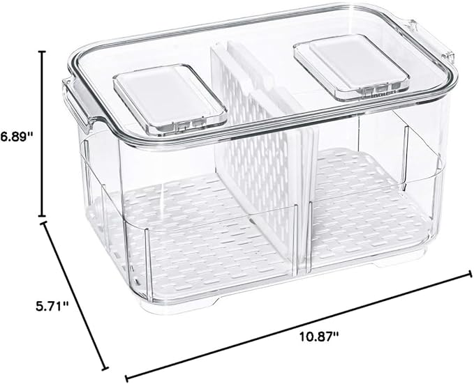 SANNO Fridge Food Storage Containers Produce Saver FreshWorks Produce Food Storage Container Bin Stackable Refrigerator Kitchen Organizer Keeper, with Removable Drain Tray to Keep Fresh - Image 9