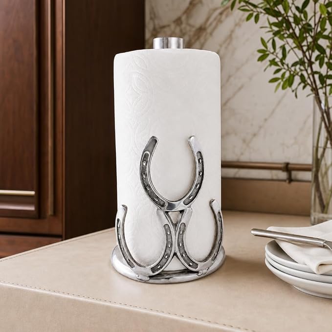 Arthur Court Horseshoe Paper Towel Holder - Decorative Aluminum Equestrian Kitchen Accessory - 12.5 Inch Tall - Image 2
