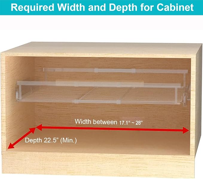 3 Pack Pull Out Cabinet Drawer Shelf Organizer, Extendable Sliding Slide Out Pantry Shelves Storage Heavy Duty for Kitchen Cabinets Under Sink, Adjustable Width 17.1~28" W x 22.5" D - Image 7