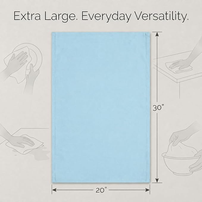 Urban Villa Kitchen Towels Cotton Dish Towels 20”x30” (Set of 6) Aqua - Image 3