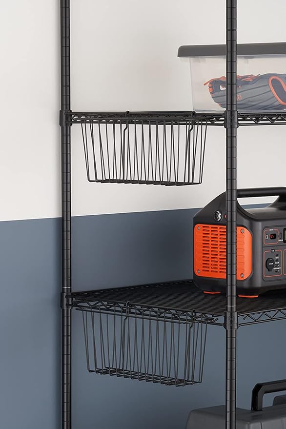 TRINITY 15-Inch Metal Hanging Basket to Use With Shelf Units and Storage Racks for Garage, Kitchen, and Closet Organization, NSF Certified, 10 Pound Capacity, Black, 2-Pack - Image 2