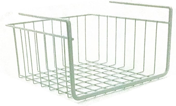Modern Home Under Shelf Wire Storage Baskets – Hanging Organizer Rack for Cabinet, Pantry, or Closet – White Metal Basket for Kitchen, Towels, or Office – No Tools Required (11") by Modern+Home
