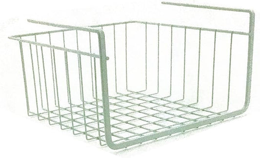 Modern Home Under Shelf Wire Storage Baskets – Hanging Organizer Rack for Cabinet, Pantry, or Closet – White Metal Basket for Kitchen, Towels, or Office – No Tools Required (11") by Modern+Home