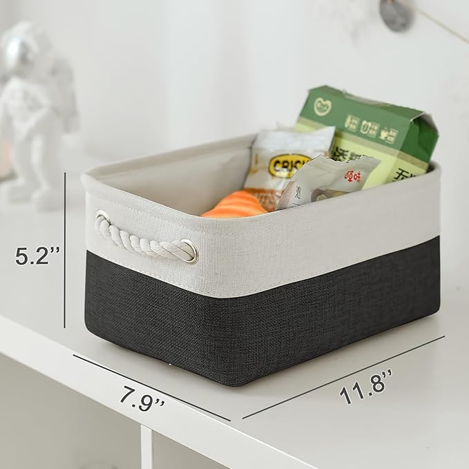 Storage Bins for Shelves - 12x8x5.2 inch 1 Pack Storage Baskets for Gifts Empty for Closet Organizing Dog Gift Cloth Toy Cubes Box (White & Black) - Image 5