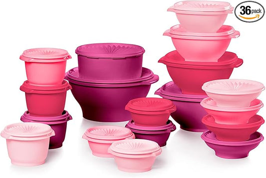 Tupperware Heritage Collection, New 36 Piece Food Storage Container Set in Vintage Pink, Dishwasher Safe and BPA Free (18 containers, 18 lids) by Tupperware