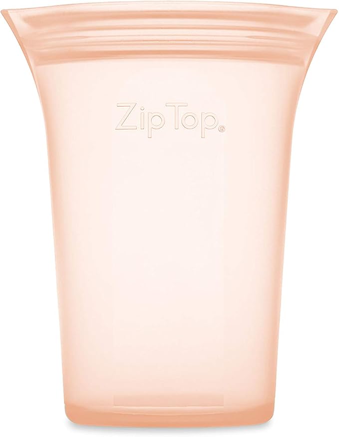 Zip Top Reusable Food Storage Bags | Small Cup [Peach] | Silicone Meal Prep Container | Microwave, Dishwasher and Freezer Safe | Made in the USA - Image 2