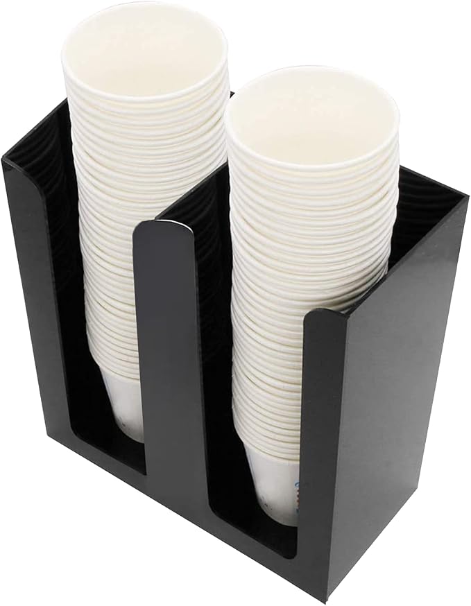 Tirifer Disposable Paper Cup Dispenser, Acrylic Coffee Cup and Lid Storage Organizer Holder, Coffee Milk Tea Shop Restaurant Accessories Christmas Party Supplies, 2 Compartments - Image 7