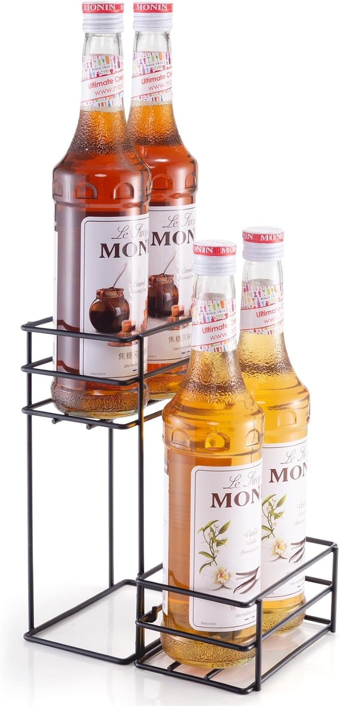 4 Bottle Coffee Syrup Organizer Coffee Syrup Rack for Coffee Bar Kitchen Small Wine Rack for Bar Family Storage for Syrup Wine Dressing by kimilus