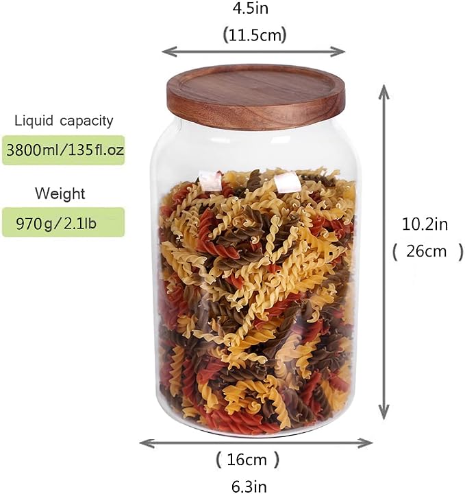 LEAVES AND TREES Y 1 Gallon Glass Jar with Airtight Lid and Anti-Skid Bottom for Dry Food Storage - Image 2