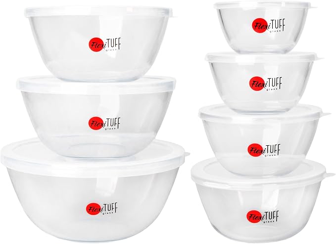 14pcs Set Salad Bowls (7 Airtight & 7 Lids) | Clear Salad Mixing Bowl for Cooking, Baking, Prepping | BPA Free, Dishwasher, Microwave & Freezer Safe Food Containers for Kitchen - Clear by Unknown