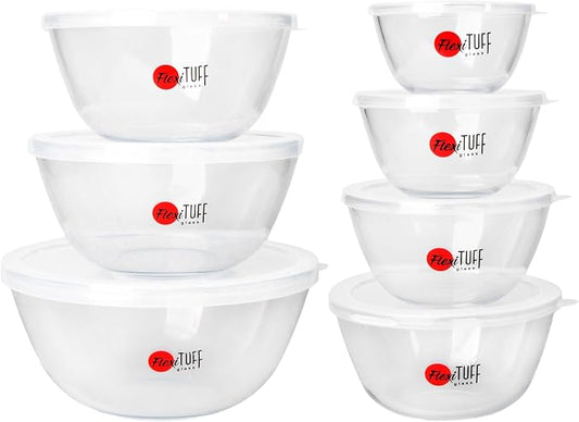 14pcs Set Salad Bowls (7 Airtight & 7 Lids) | Clear Salad Mixing Bowl for Cooking, Baking, Prepping | BPA Free, Dishwasher, Microwave & Freezer Safe Food Containers for Kitchen - Clear by Unknown