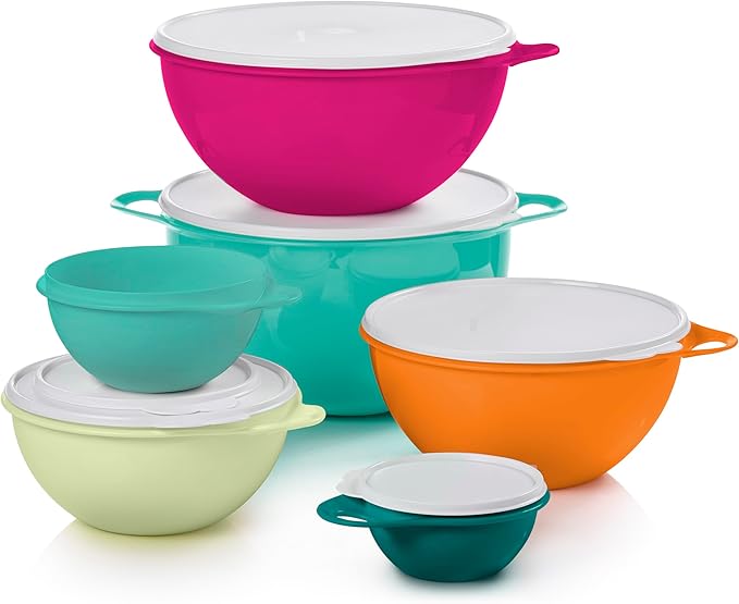 Tupperware Thatsa Bowl Collection 6 Bowl Food Storage Container Set in Fauna, Dishwasher Safe and BPA Free (6 Bowls, 6 lids) by Tupperware