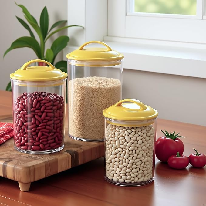 Reston Lloyd Food Storage Containers, BPA Free Airtight Canisters for Cereal, Pasta, Sugar, Coffee, Flour, Cookies, Loose Tea, for Kitchen Organization Set of 3 Lemon (Pack of 4) - Image 6
