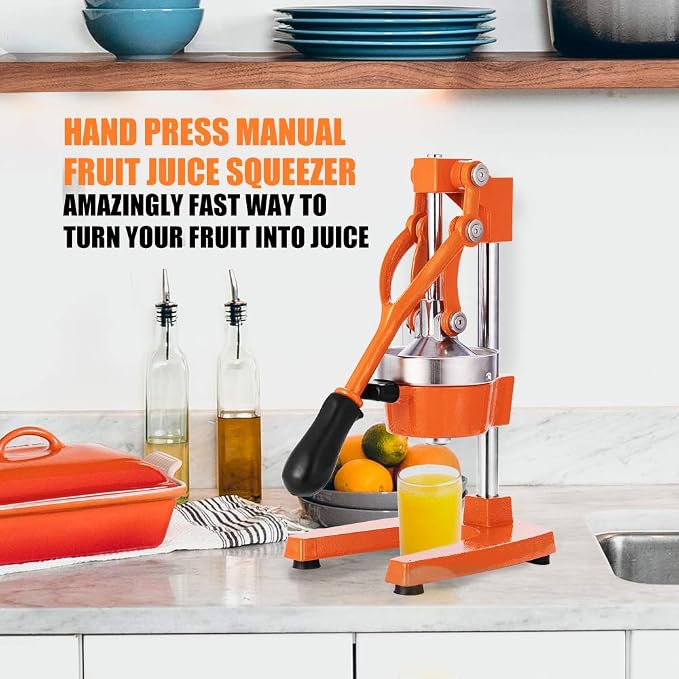 Commercial Heavy Duty Cast Iron Hand Press Manual Orange Citrus Lemon Lime Grapefruit Pomegranate Fruit Juice Squeezer Machine with Stainless Steel Cup - Image 2