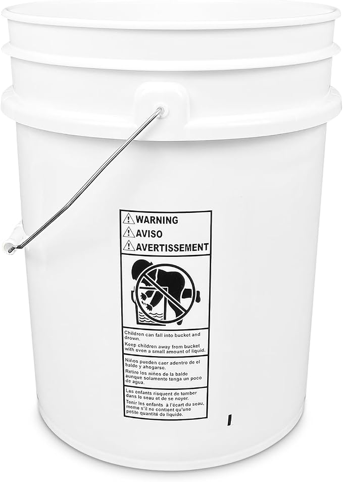 5 Gallon Bucket - Food Grade w/Lid BPA-Free, White/White, 60 | Airtight Gamma Seal Screw-On Lid, Heavy-Duty 90 Mil HDPE Plastic, Food Safe and Durable Container, Bulk Storage, Made in USA - Image 9