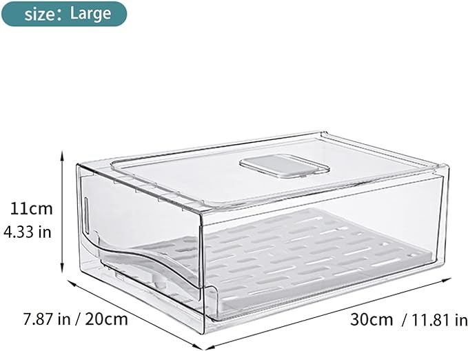Diskary Fridge Organizer, Stackable Refrigerator Organizer Bins, Reusable Food Storage Containers, Fridge Drawer Organizer in Home Kitchen, Barbecue Shop, Restaurant, BPA-Free (2 Drawers, Large) - Image 2
