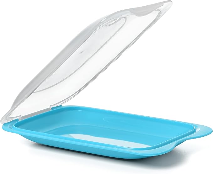 TATAY Cold Cuts Container 12x3.1x18 cm BPA-Free Microwave Safe Freezer Safe | Cold Cuts Container | 3-Piece Set | Dishwasher Safe | Stackable Design | Removable Lid | Set of 3 Mini | Fridge Storage, Blue - Image 2