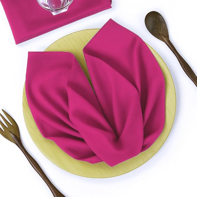 Pack of 12 PCS Cloth Napkins 17x17 inch Washable Polyester Dinner Napkins Soft Table Napkins for Wedding Party Dining Banquet Bistro Decoration - Magenta - Image 2