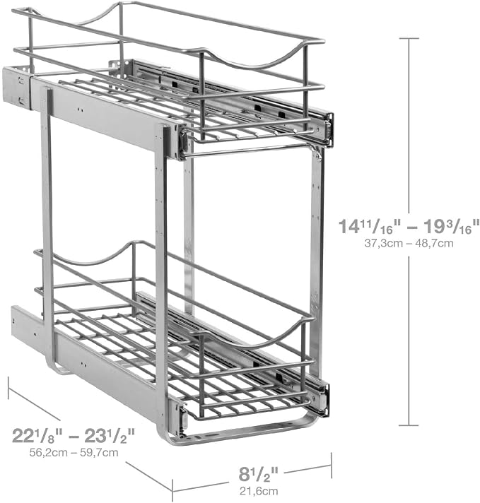 2 Tier Pull Out Cabinet Organizer,(8½"W x 22" D) Soft Close Slide Out Drawer For Kitchen Base Cabinet, Individual Pull Out Shelf, Roll Out Pantry Organization, 22 Inch Deep - Image 6