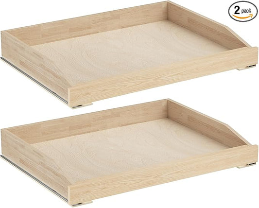 ROOMTEC Pull Out Cabinet Organizer 28-1/2" W x 21" D, Pull Out Cabinet Drawer for Kitchen cabinets with Soft Close, Pull Out Cabinet Shelf, Finished, Bottom Assembly, 2PCS by ROOMTEC