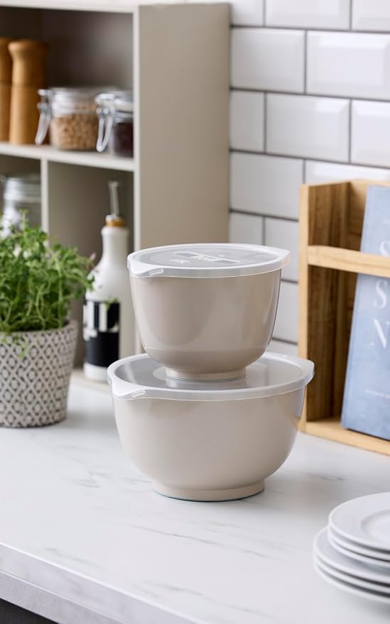 Rosti Margrethe Bowl Set, Mixing Bowl Set, 4-Piece with 2 Mixing Bowls and 2 Lids, Dough Bowl Made of Recyclable Plastic, 1.5 Litres and 3 Litres, Humus - Image 2