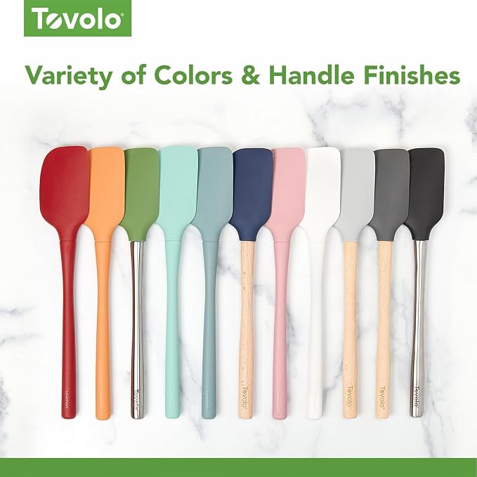 Tovolo Flex Core 5 Piece Silicone Spatula Set Heat Resistant All Silicone Utensils Include Non Stick Spatula Spoonula Jar Scraper, Dishwasher Safe BPA Free Spatulas for Baking Mixing, Apricot Orange - Image 6