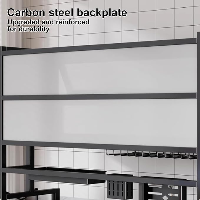 Double-Layer Dish Rack Kitchen Above the Sink Dish Drain Multi-Layer Dish countertop Multi-Function Storage Drain Board Drying kit(Black,105cm/41.3in) - Image 7