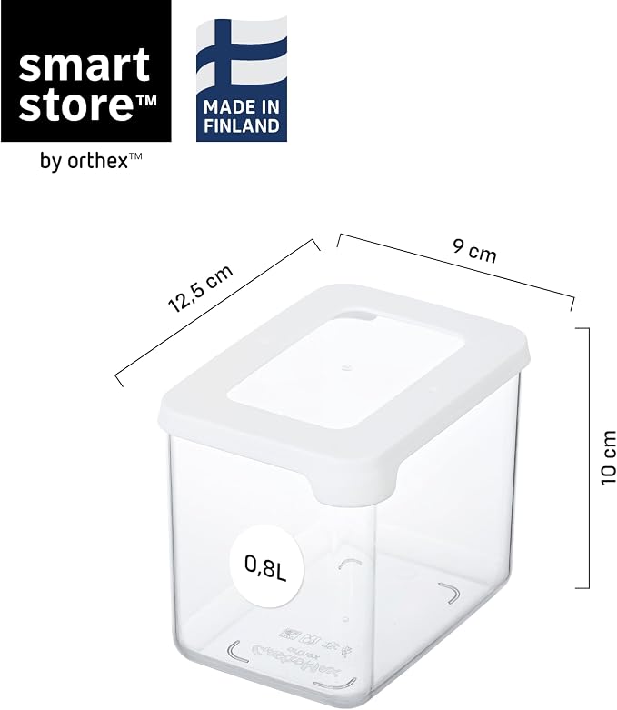 SmartStore Clear Airtight Dry Food Containers with Lids 0.8L Set of 8-20% Bio-based Plastic Storage Box with Lid, BPA Free, Dishwasher Safe - Stacking Kitchen Storage Containers - 12.5 x 9 x 10cm - Image 2